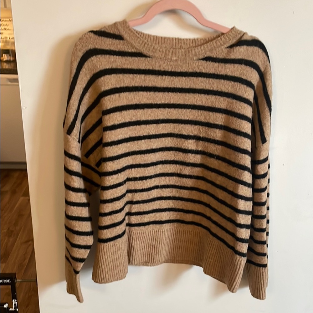 Striped Tan and Black Women's Sweater